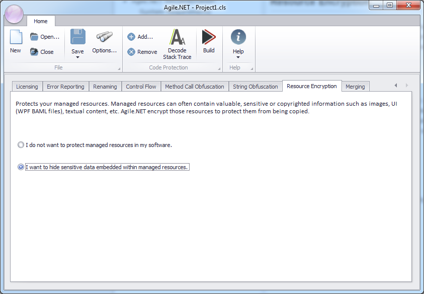 Resource encryption UI